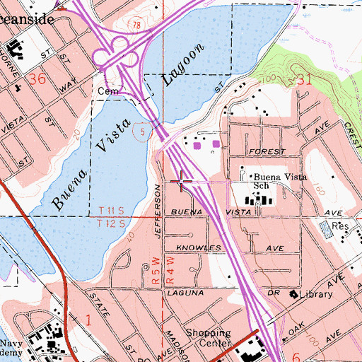 Topographic Map of Interchange 51A, CA
