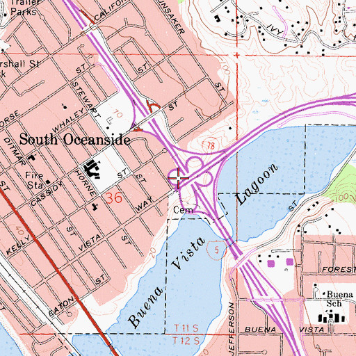 Topographic Map of Interchange 51B, CA