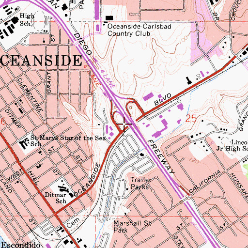 Topographic Map of Interchange 52, CA