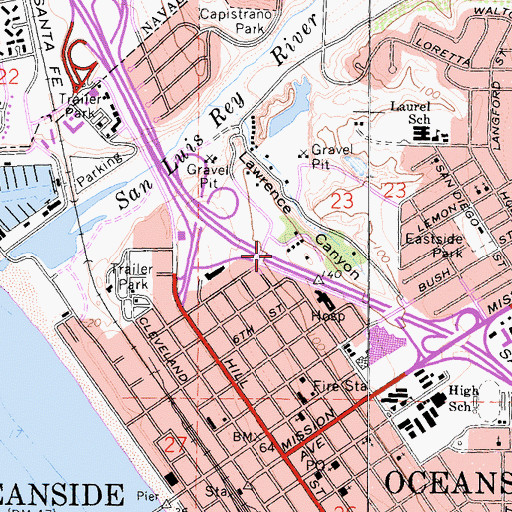 Topographic Map of Interchange 54A, CA