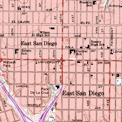 Topographic Map of Interchange 5A, CA