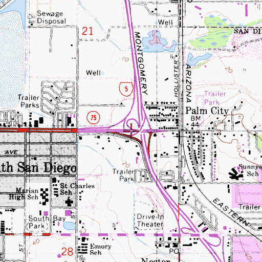 Topographic Map of Interchange 5A, CA