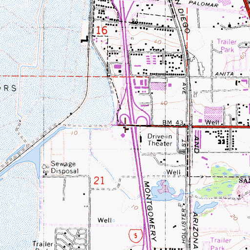 Topographic Map of Interchange 5B, CA