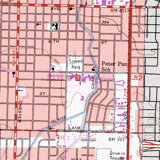 Topographic Map of McKinley Elementary School, CA