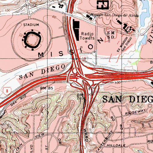 Topographic Map of Interchange 6B, CA