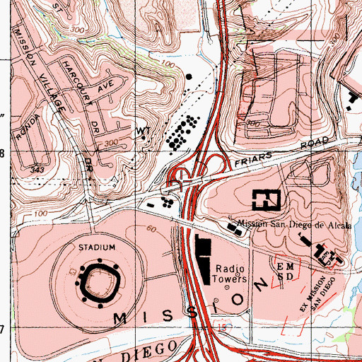 Topographic Map of Interchange 7, CA