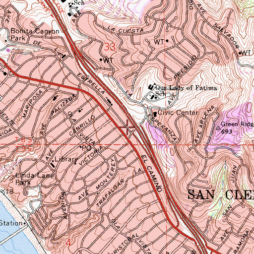 Topographic Map of Interchange 75, CA
