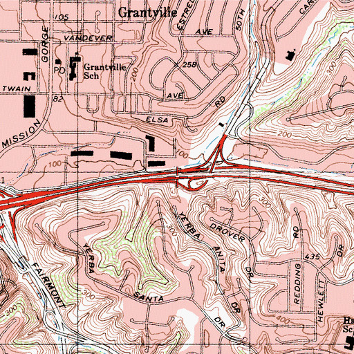 Topographic Map of Interchange 9, CA