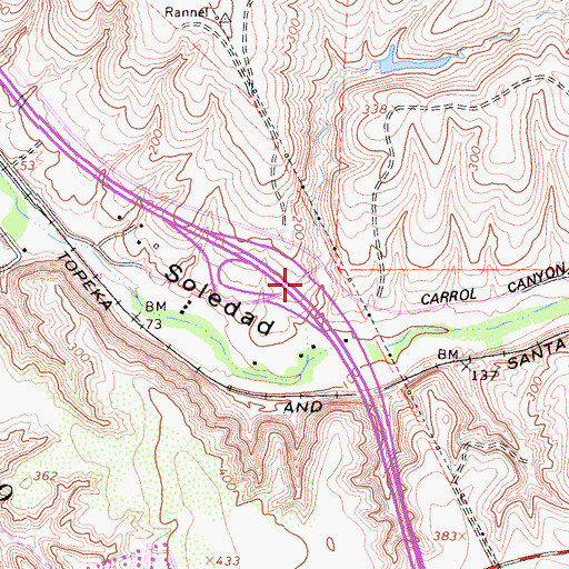Topographic Map of Interstate 27A, CA
