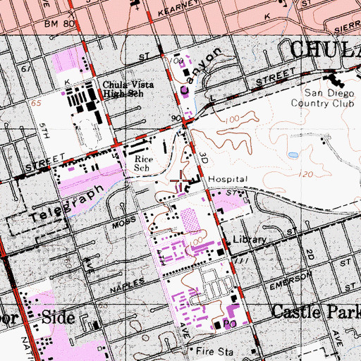Topographic Map of Paradise Valley Hospital Behavioral Health Bayview Campus, CA