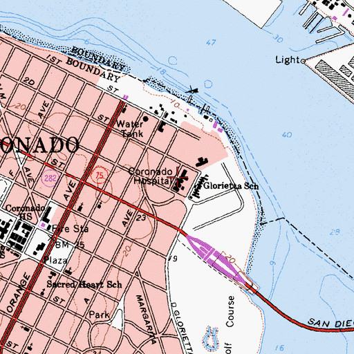 Topographic Map of Sharp Coronado Hospital, CA