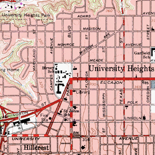 Topographic Map of Vencor Hospital San Diego, CA