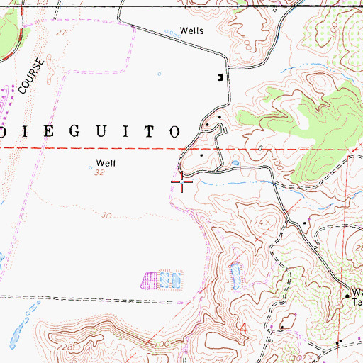 Topographic Map of Del Rayo Village Shopping Center, CA