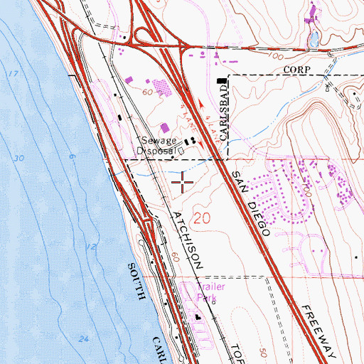 Topographic Map of Encinas Wastewater Authority, CA