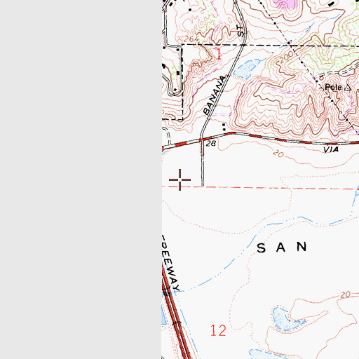 Topographic Map of Flower Hill Promenade Shopping Center, CA