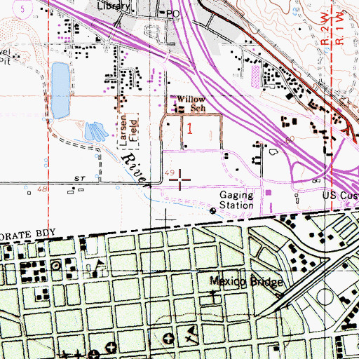 Topographic Map of Las Americas Shopping Center, CA