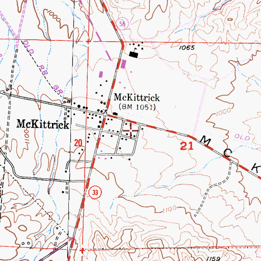 Topographic Map of McKittrick Valley, CA