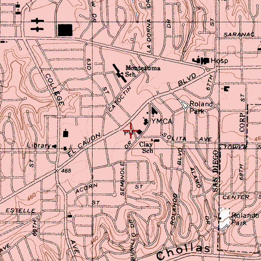 Topographic Map of Andrew Jackson Post Office, CA