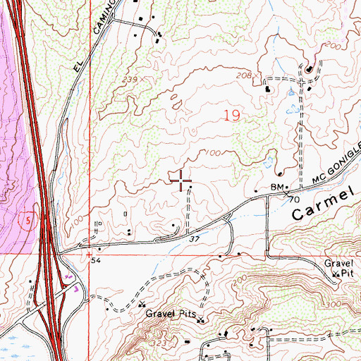 Topographic Map of Carmel Valley Post Office, CA
