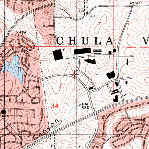 Topographic Map of Eastlake Post Office, CA