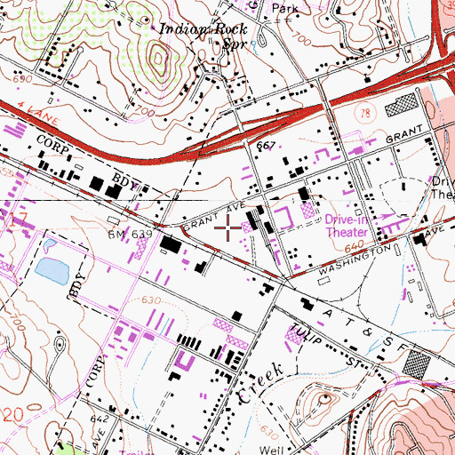 Topographic Map of Escondido Post Office, CA