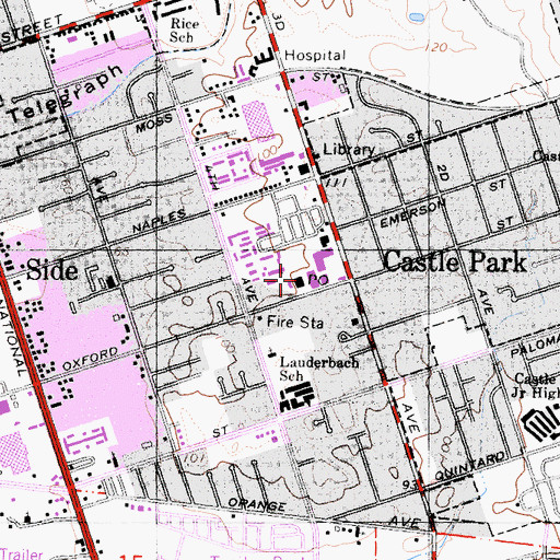 Topographic Map of Rancho Del Rey Post Office, CA