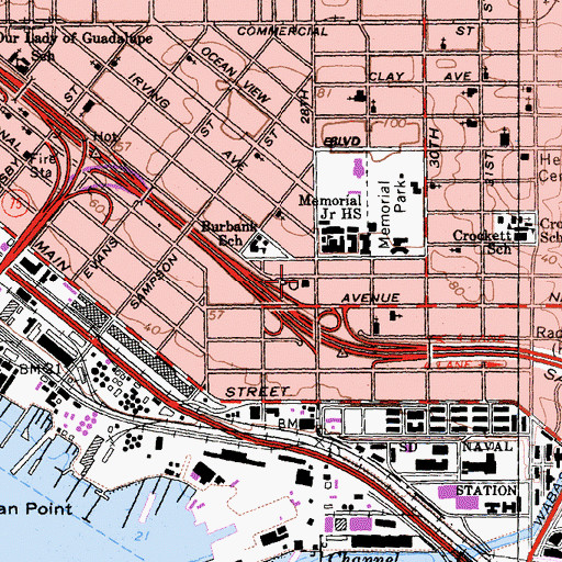 Topographic Map of Southeastern Post Office, CA