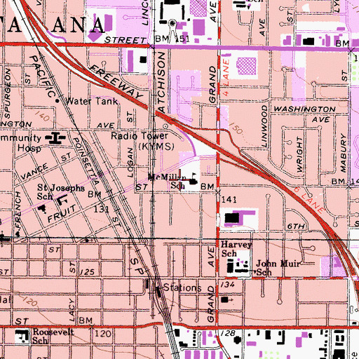 Topographic Map of McMillan School, CA