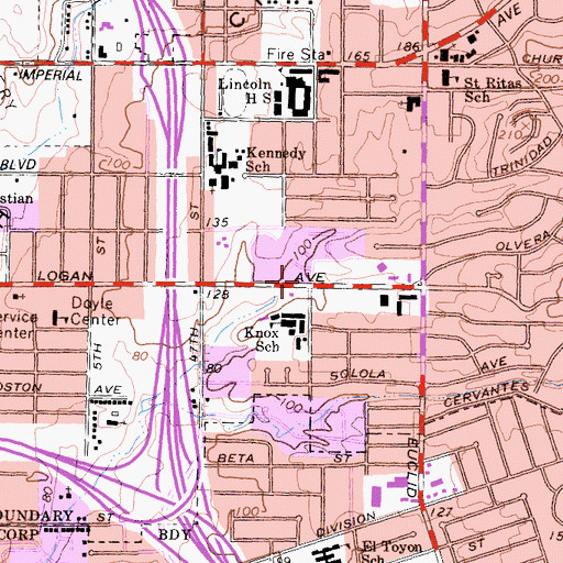 Topographic Map of Iglesia de Cristo San Diego, CA