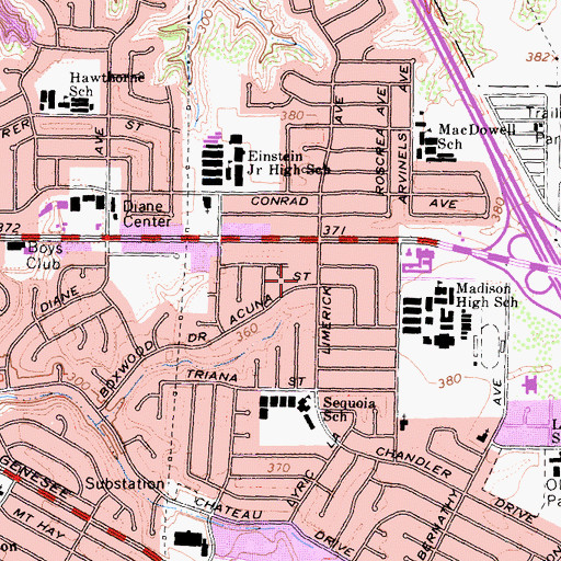 Topographic Map of Iglesia Del Nazareno de Clairmont, CA