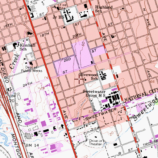 Topographic Map of Iglesia Metodista Libre Emmanuel, CA