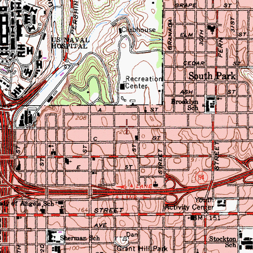 Topographic Map of Iglesia Presbiteriana, CA