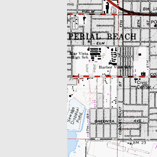 Topographic Map of Imperial Beach Saint Marys by the Sea Episcopal Church, CA