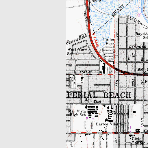 Topographic Map of Imperial Beach United Methodist Church, CA