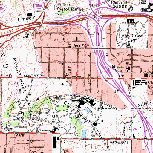 Topographic Map of Jesus the Church of the Living God, CA
