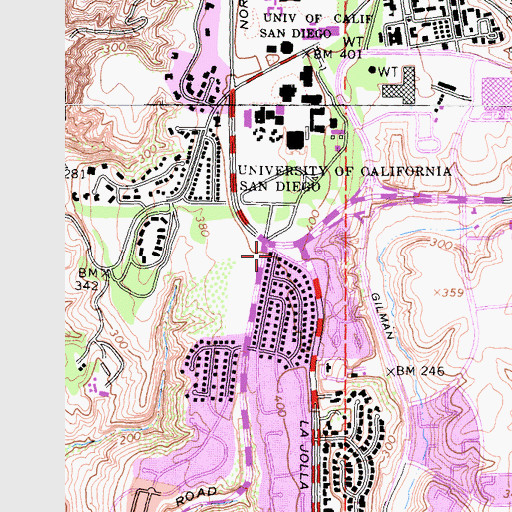 Topographic Map of Jewish Campus Centers, CA