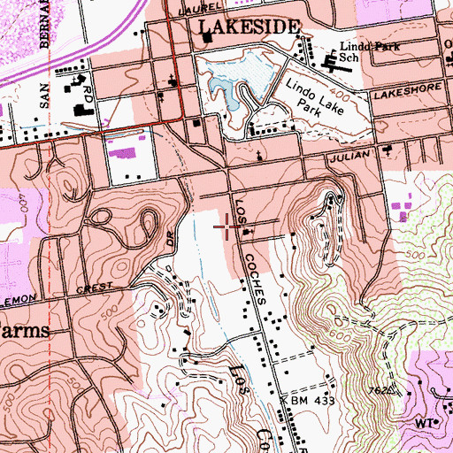 Topographic Map of Lakeside Community Church of the Nazarene, CA