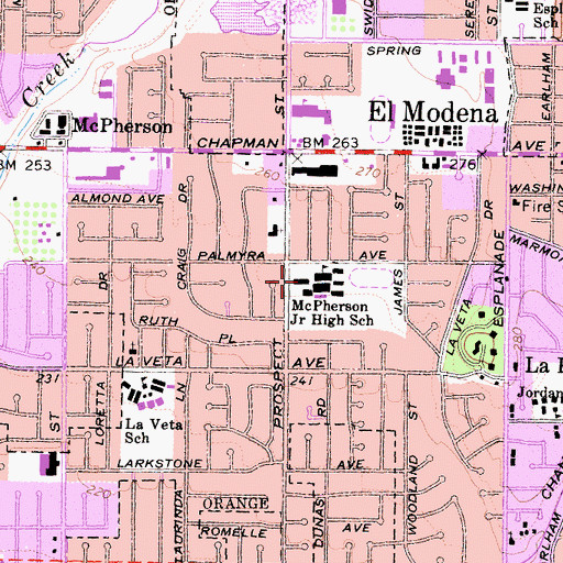 Topographic Map of McPherson Magnet School, CA