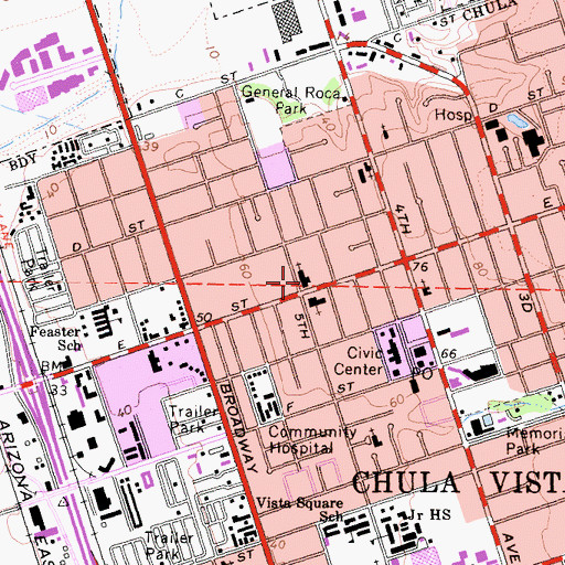 Topographic Map of Pilgrim Lutheran School, CA
