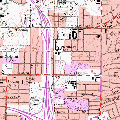 Topographic Map of Porter Elementary School, CA
