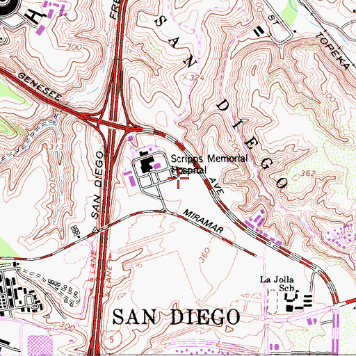 Topographic Map of Preuss School, CA