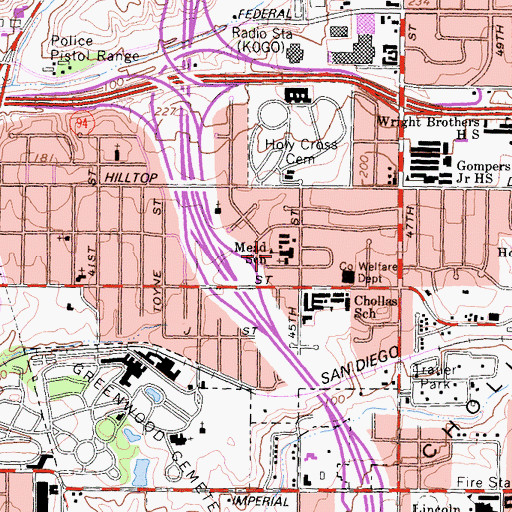 Topographic Map of Mead Elementary School, CA