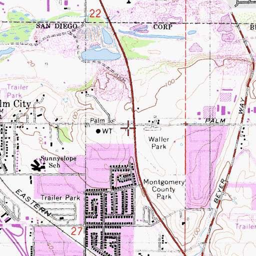 Topographic Map of Saint Jerome School of Religion, CA