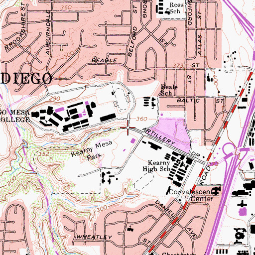 Topographic Map of San Diego Metropolitan Regional and Technical School, CA
