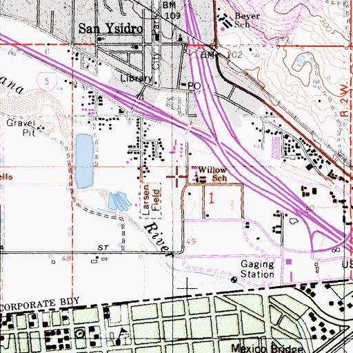 Topographic Map of San Ysidro Center Head Start, CA