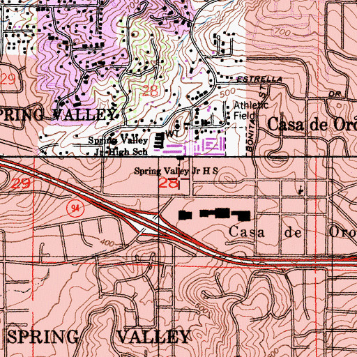 Topographic Map of Santa Sophia Catholic Church Preschool, CA
