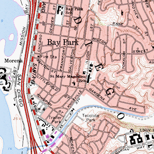 Topographic Map of School of the Madeleine, CA