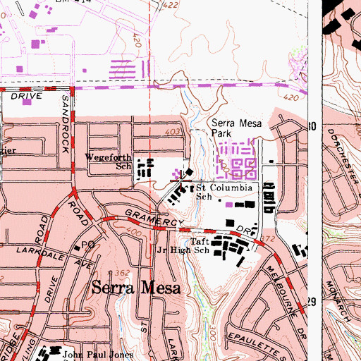 Topographic Map of Wegeforth Charter School, CA