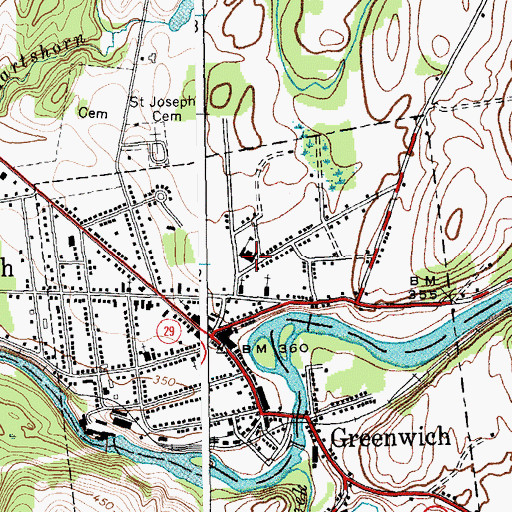 Topographic Map of Greenwich Central School, NY