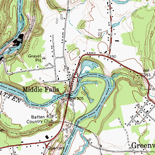 Topographic Map of Middle Falls Fire Department, NY